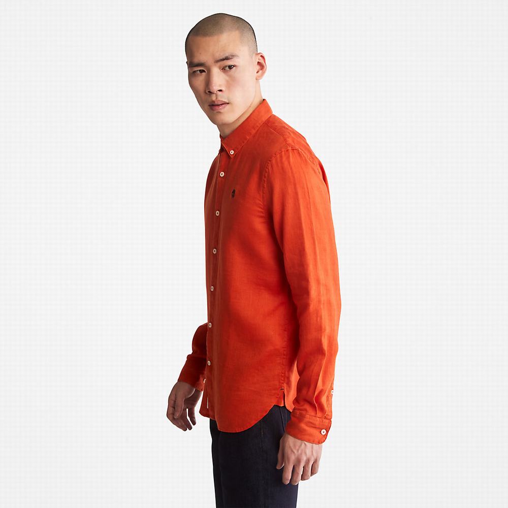 Pánské Košile Timberland Mill River Slim-Fit Linen Oranžové | TI73681-197