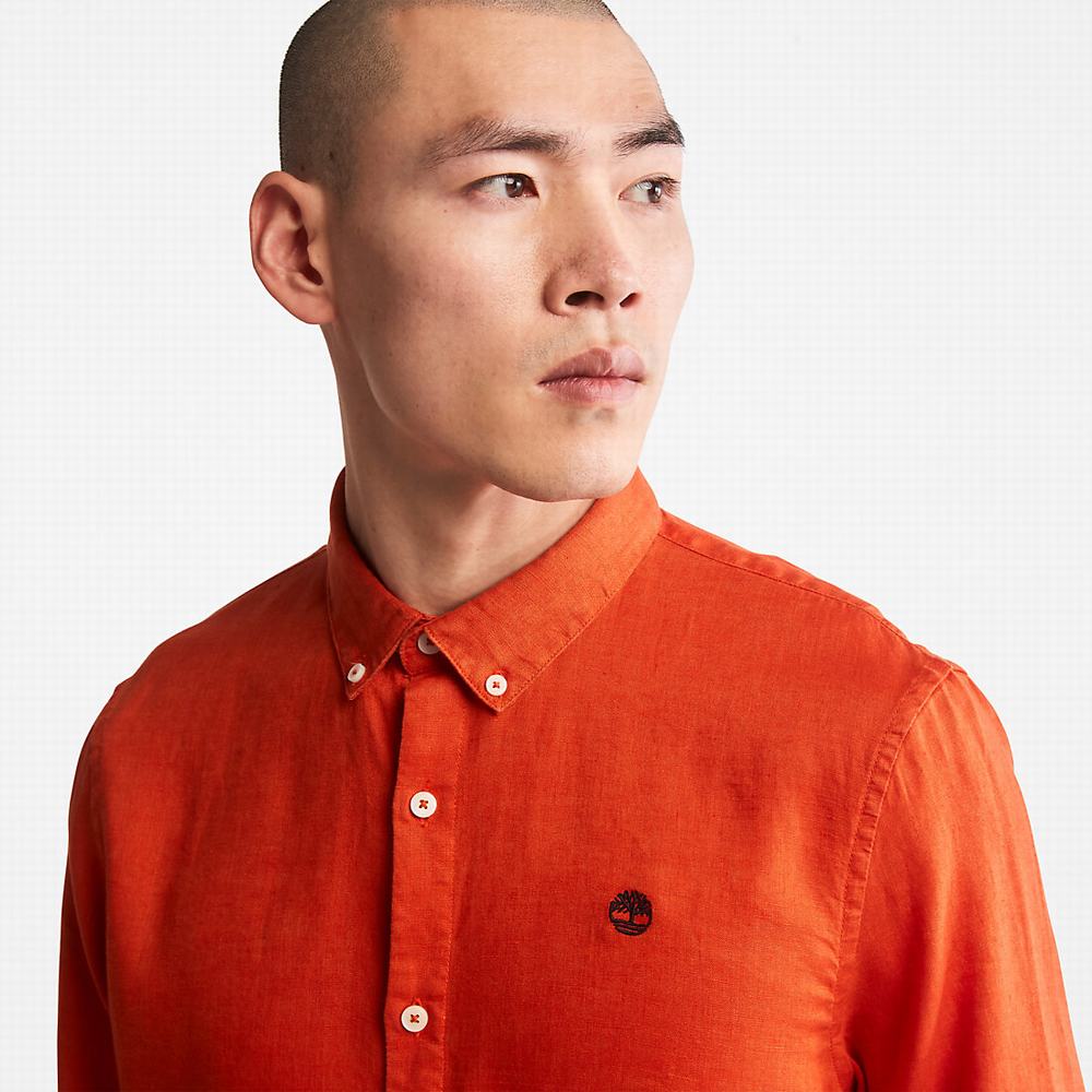 Pánské Košile Timberland Mill River Slim-Fit Linen Oranžové | TI73681-197