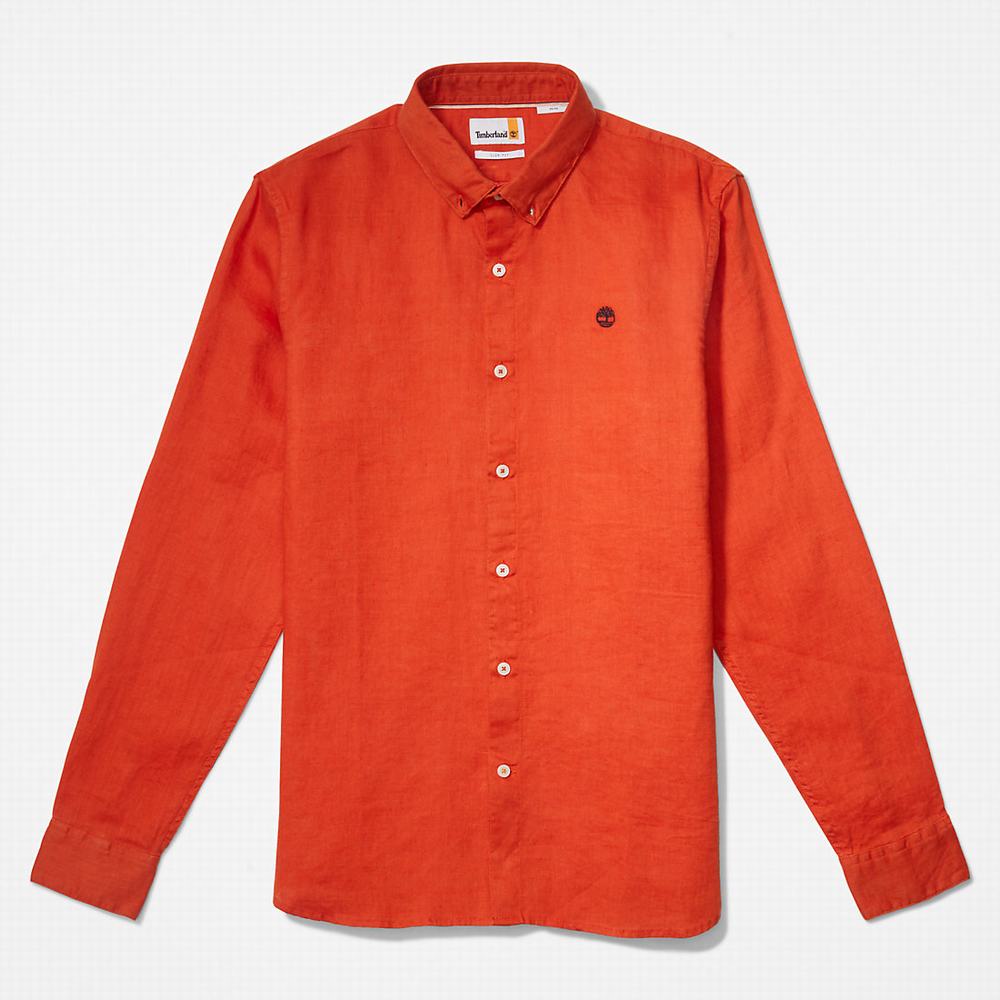 Pánské Košile Timberland Mill River Slim-Fit Linen Oranžové | TI73681-197