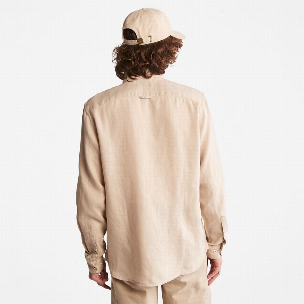 Pánské Košile Timberland Mill River Slim-Fit Linen Béžový | TI87693-934