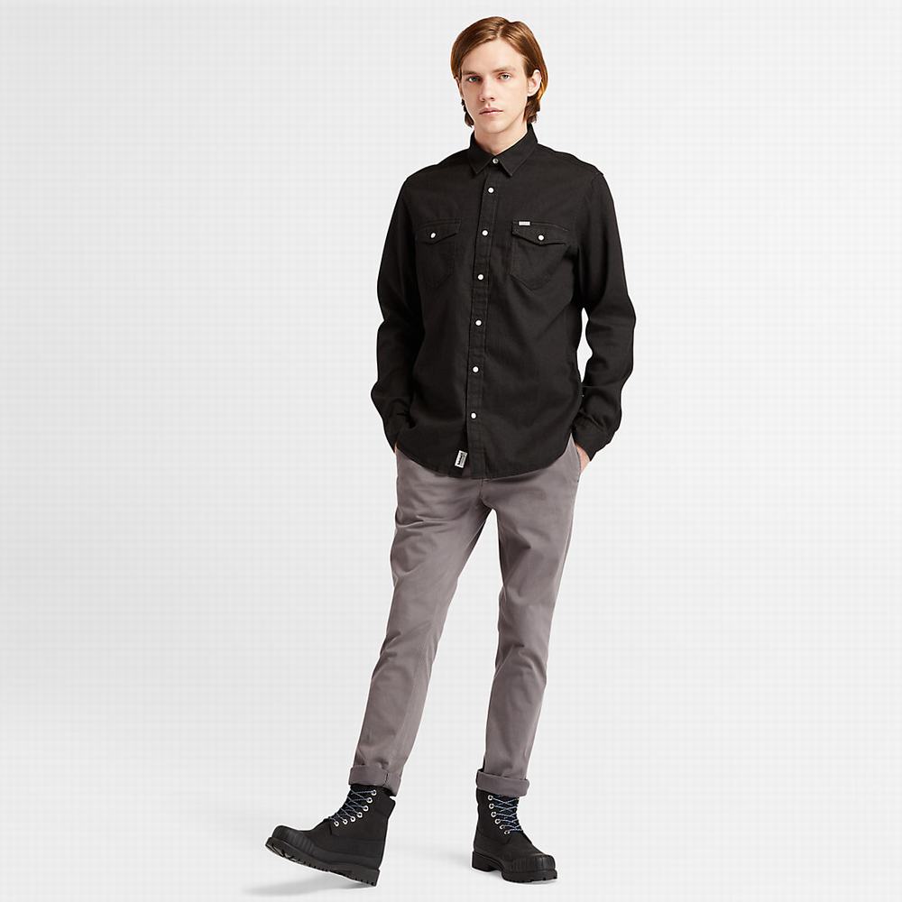 Pánské Košile Timberland Mumford River Denim Černé | TI18976-813
