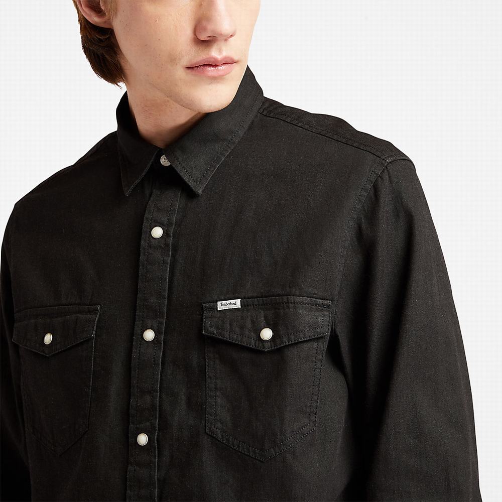 Pánské Košile Timberland Mumford River Denim Černé | TI18976-813