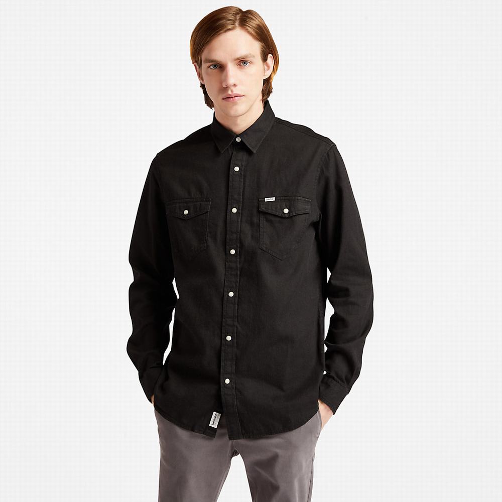 Pánské Košile Timberland Mumford River Denim Černé | TI18976-813