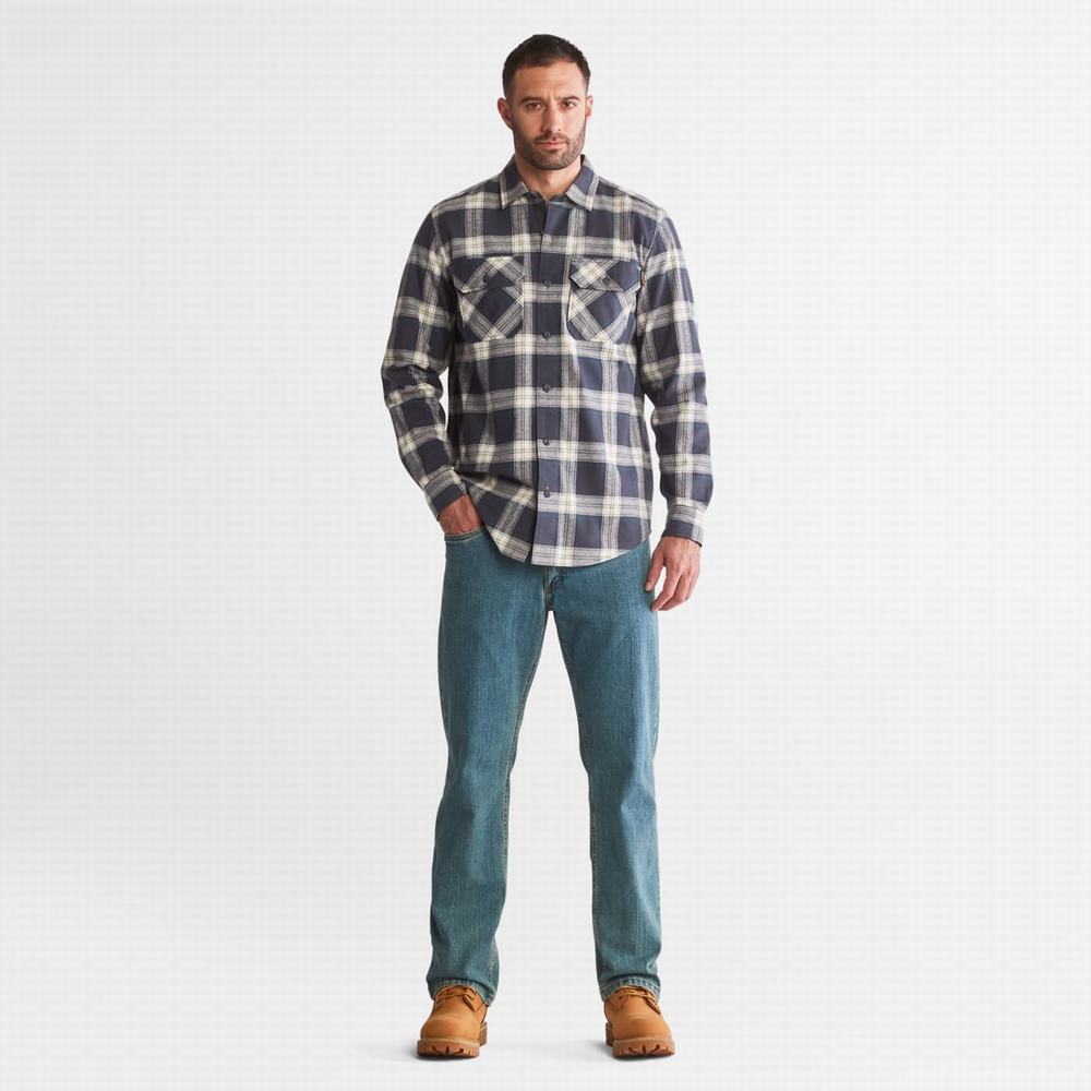 Pánské Košile Timberland PRO® Woodfort Heavyweight Flannel Pracovní India Ink Plaid | TI84196-521