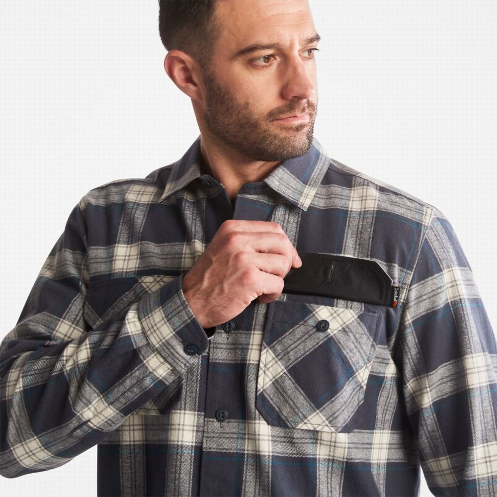 Pánské Košile Timberland PRO® Woodfort Heavyweight Flannel Pracovní India Ink Plaid | TI84196-521