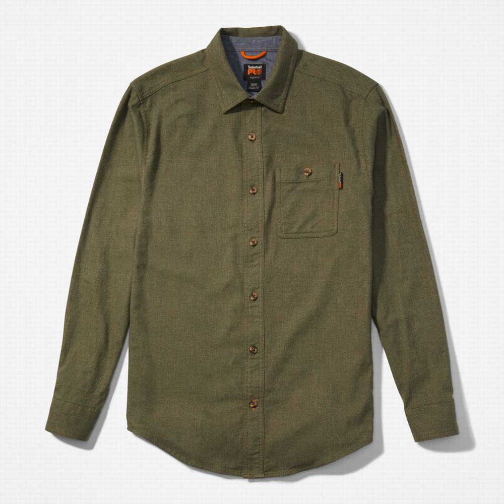 Pánské Košile Timberland PRO® Woodfort Midweight Flannel Pracovní Tmavě Zelene | TI60278-143