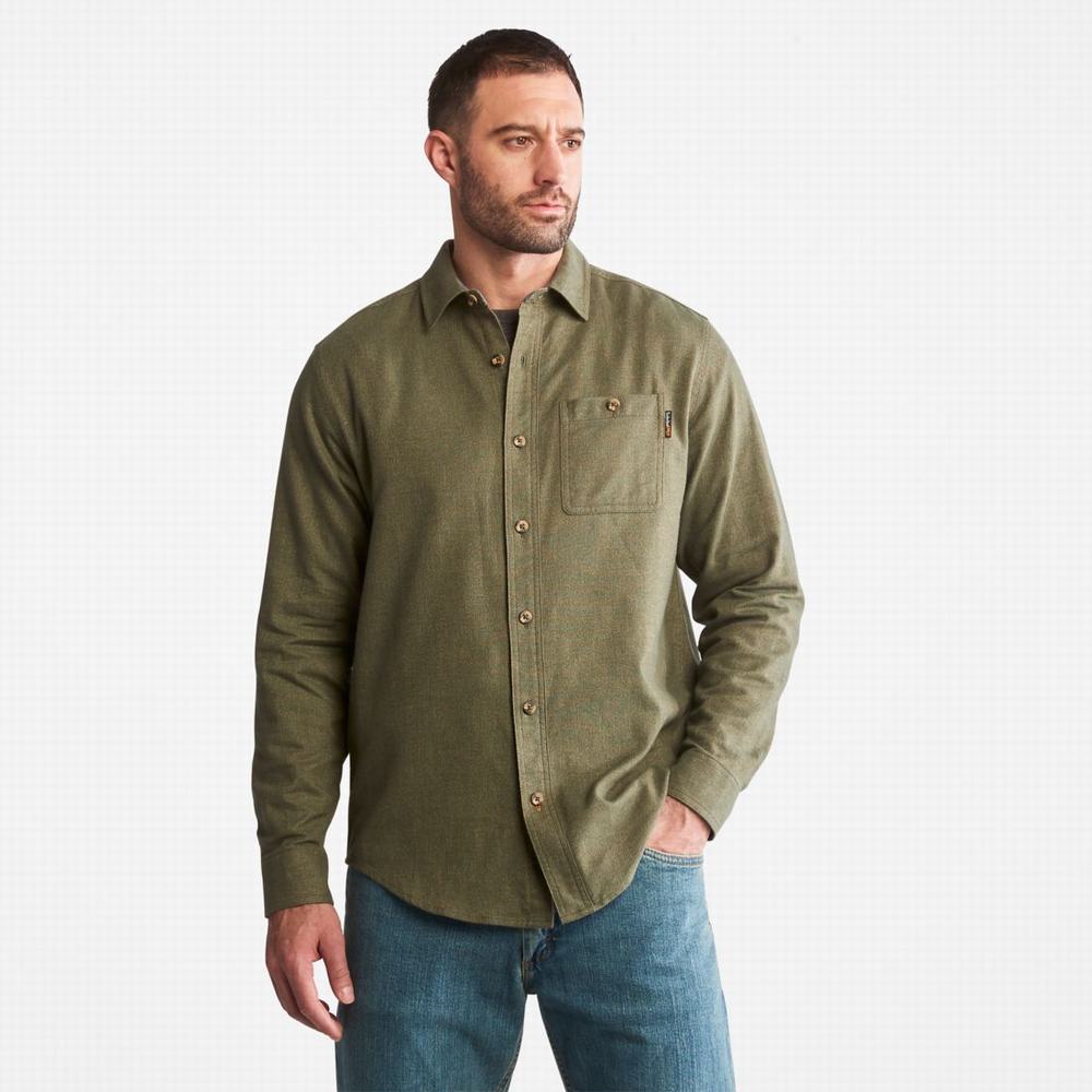 Pánské Košile Timberland PRO® Woodfort Midweight Flannel Pracovní Tmavě Zelene | TI60278-143