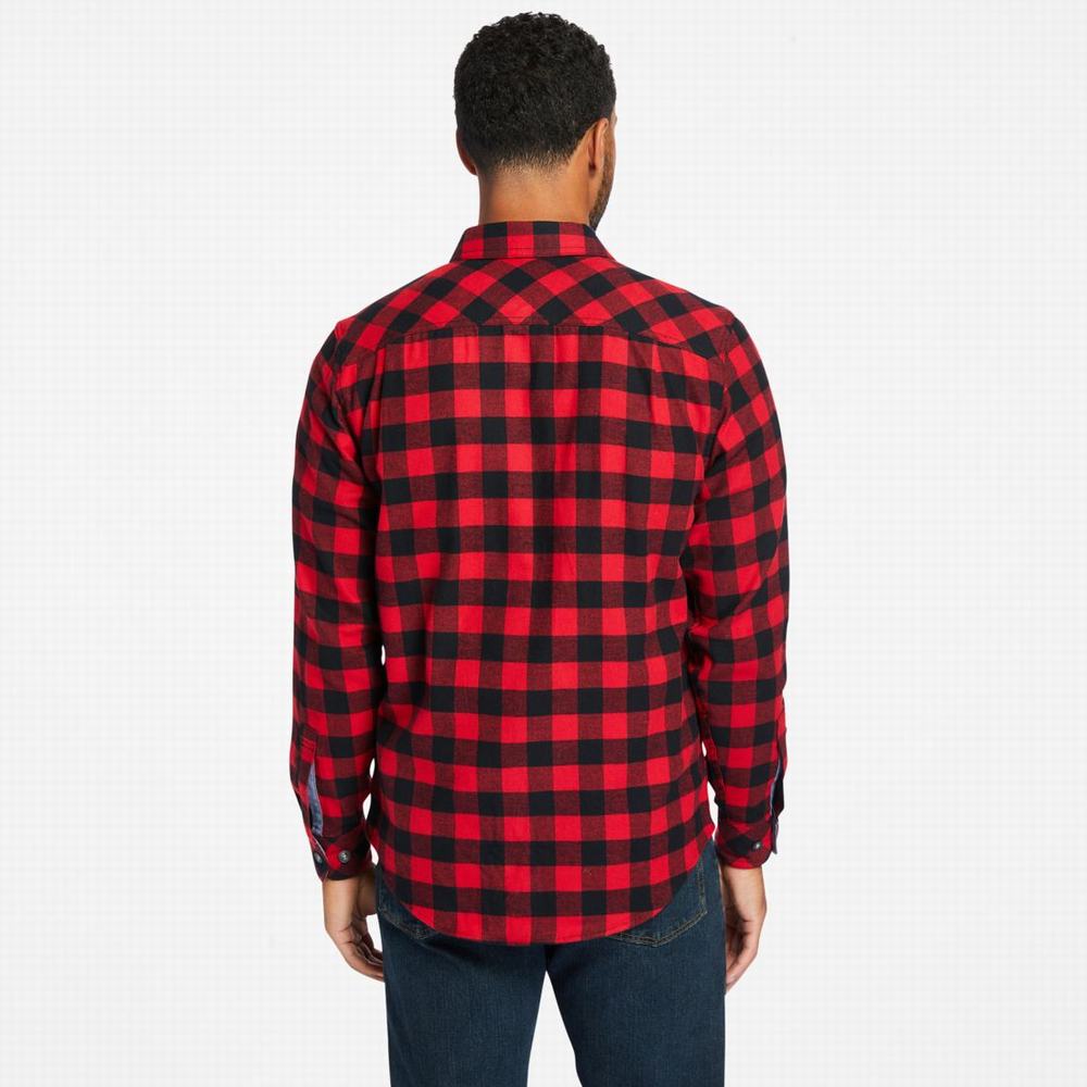 Pánské Košile Timberland PRO® Woodfort Midweight Flannel Pracovní Červené Černé | TI71932-708