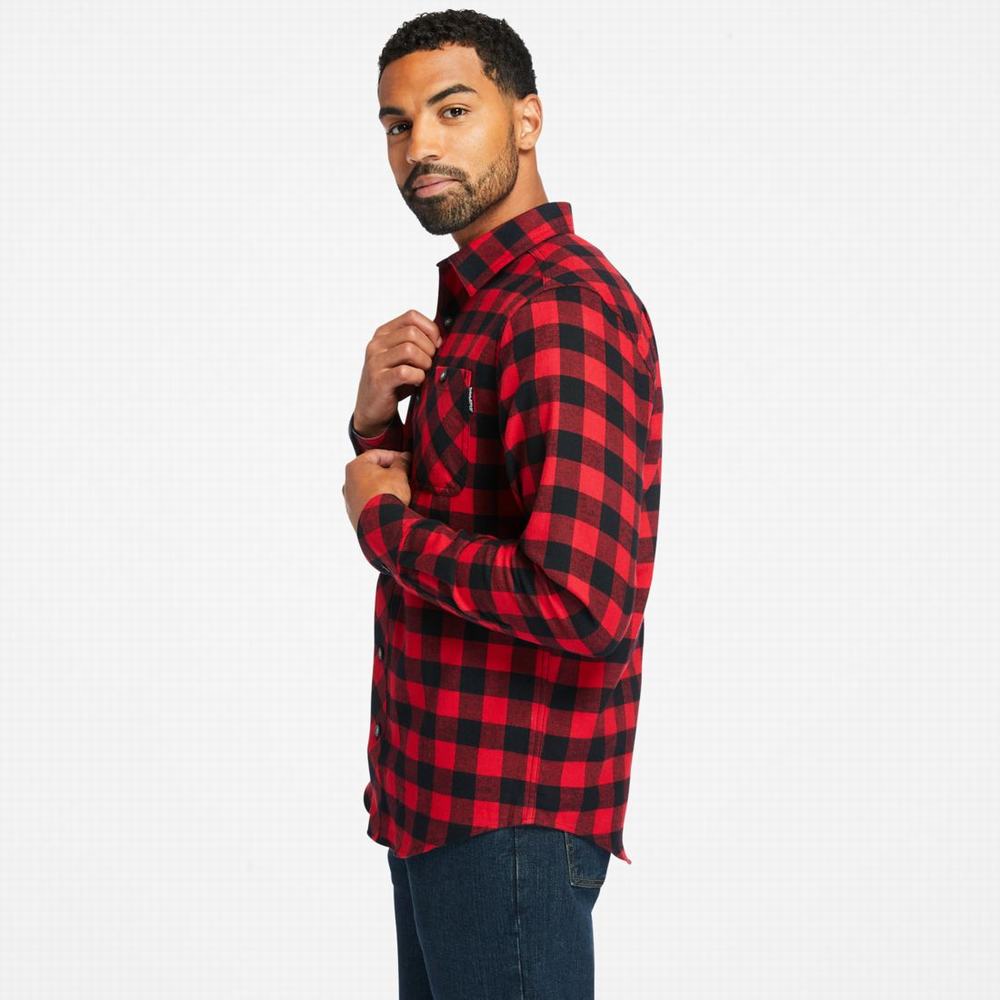 Pánské Košile Timberland PRO® Woodfort Midweight Flannel Pracovní Červené Černé | TI71932-708