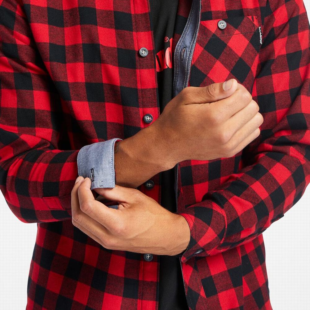 Pánské Košile Timberland PRO® Woodfort Midweight Flannel Pracovní Červené Černé | TI71932-708