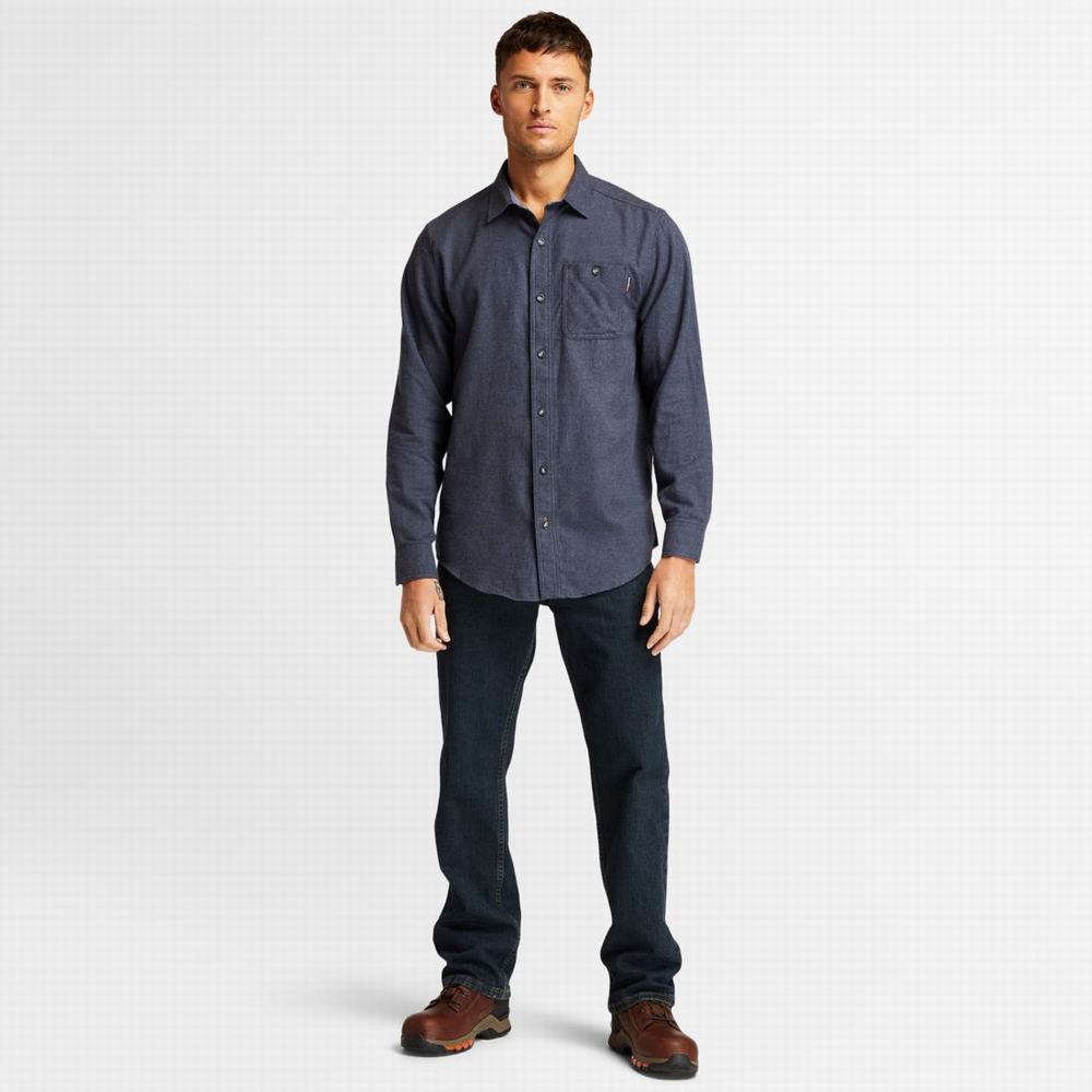 Pánské Košile Timberland PRO® Woodfort Midweight Flannel Pracovní Tmavě Blankyt | TI97561-358