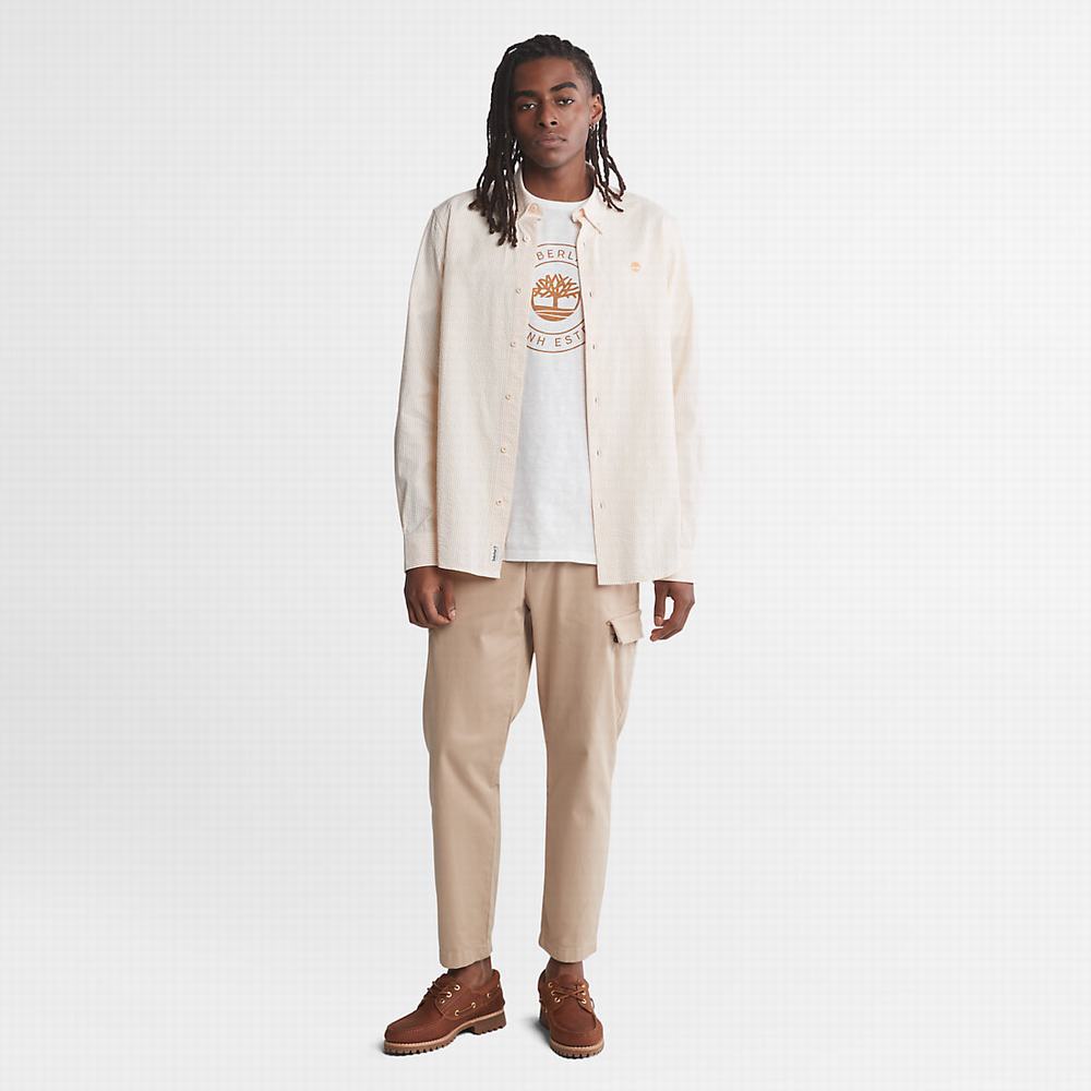 Pánské Košile Timberland Pruhovaný Seersucker Oranžové | TI38615-180