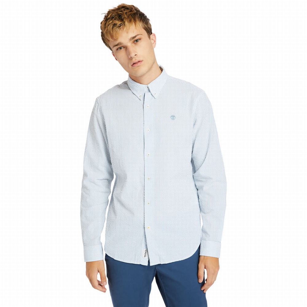 Pánské Košile Timberland Pruhovaný Seersucker Blankyt | TI71056-647