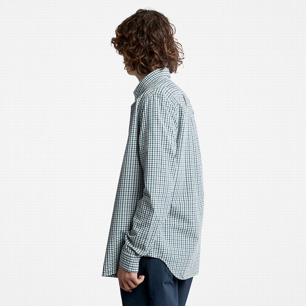 Pánské Košile Timberland Seersucker Gingham Tyrkysové | TI56017-150