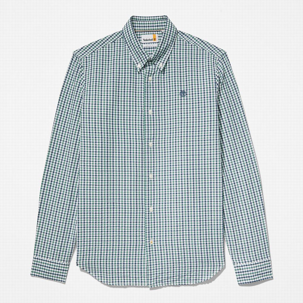 Pánské Košile Timberland Seersucker Gingham Tyrkysové | TI56017-150
