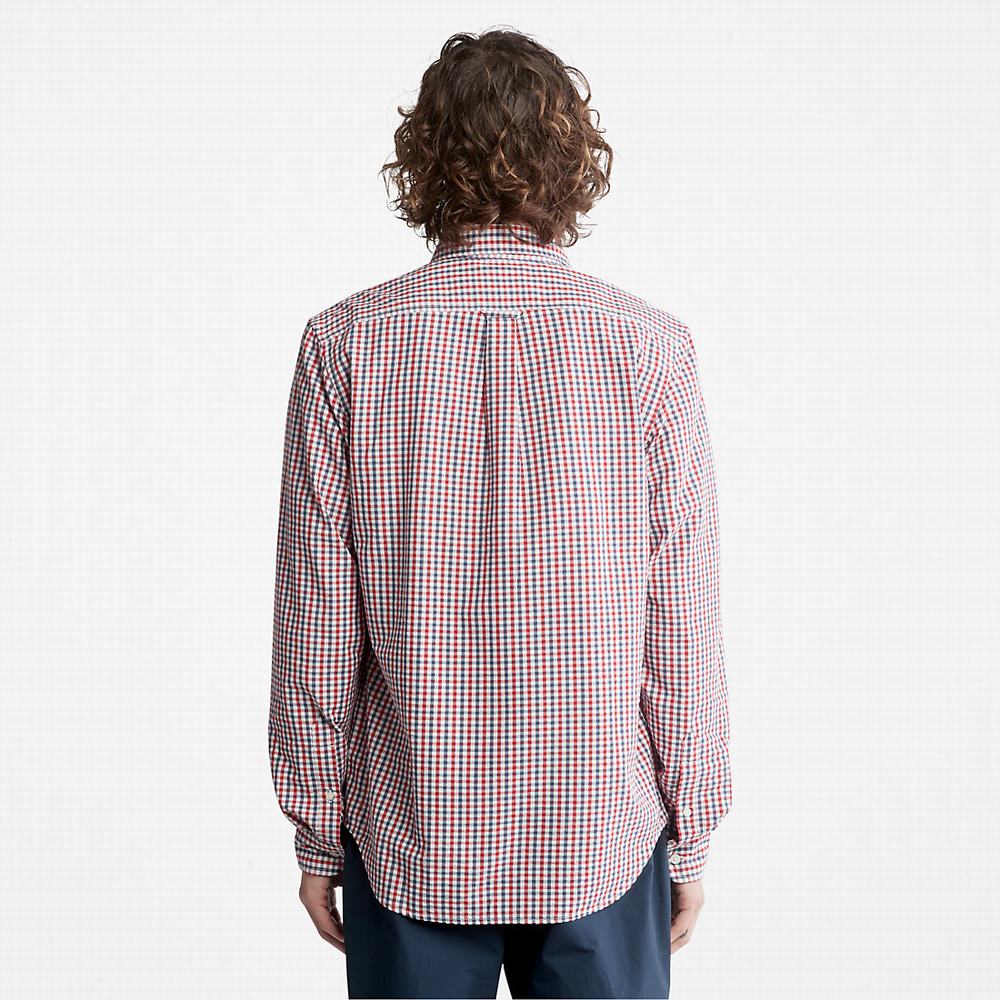 Pánské Košile Timberland Seersucker Gingham Tmavě Blankyt | TI69431-681
