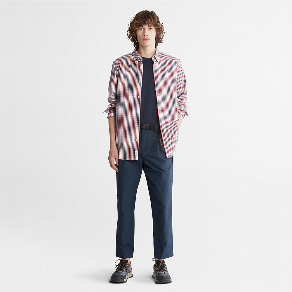 Pánské Košile Timberland Seersucker Gingham Tmavě Blankyt | TI69431-681