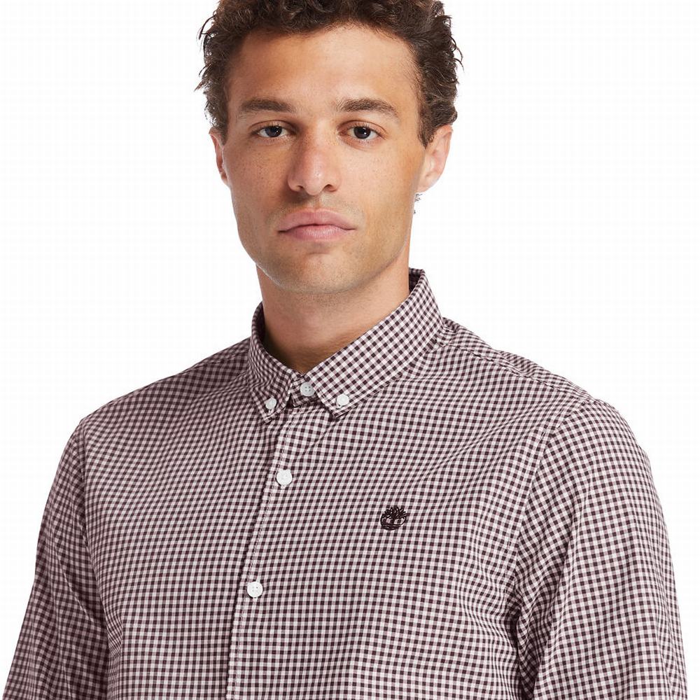 Pánské Košile Timberland Suncook River Gingham Vínové | TI54273-210