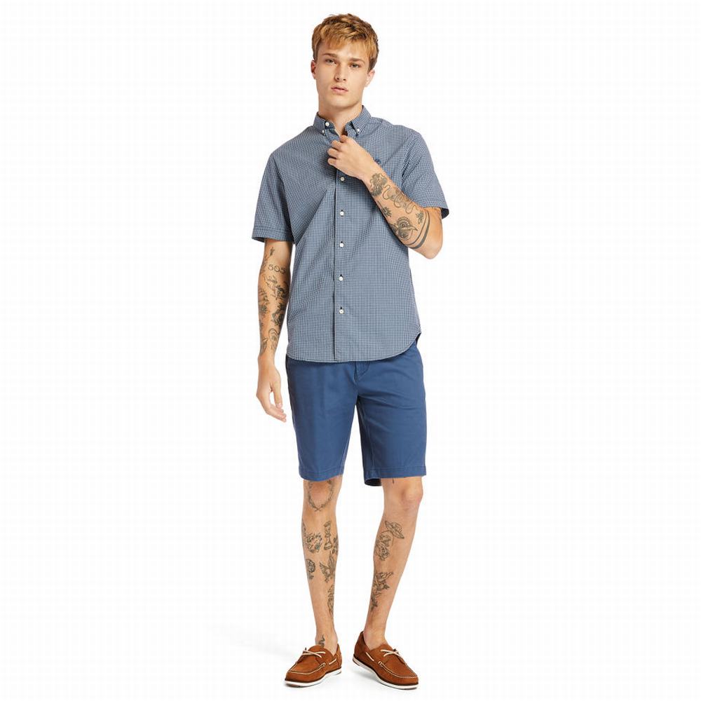 Pánské Košile Timberland Suncook River Krátké-Sleeve Poplin Blankyt | TI03694-297