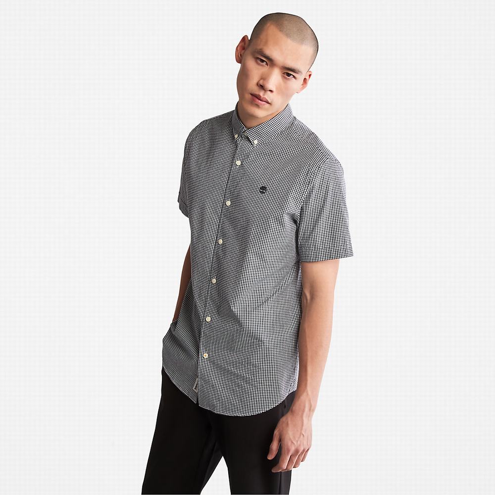 Pánské Košile Timberland Suncook River Krátké-Sleeve Poplin Tmavě Blankyt | TI98152-134