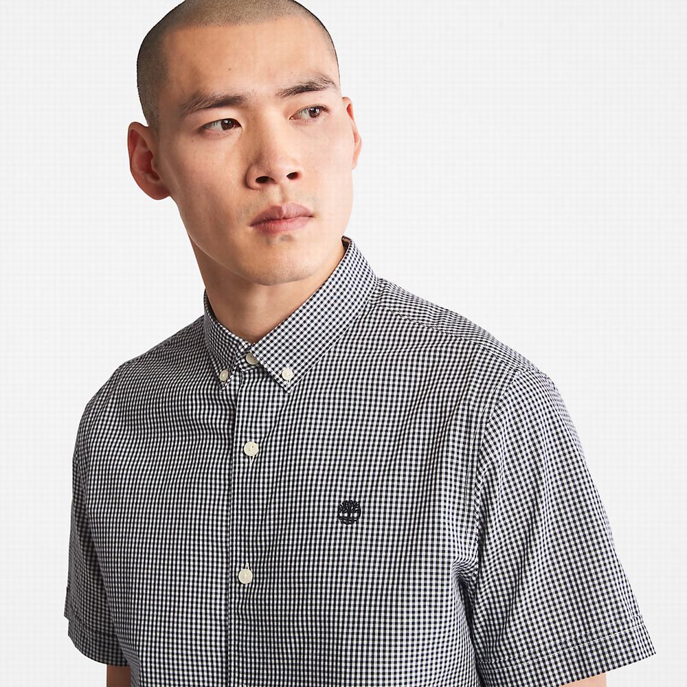 Pánské Košile Timberland Suncook River Krátké-Sleeve Poplin Tmavě Blankyt | TI98152-134