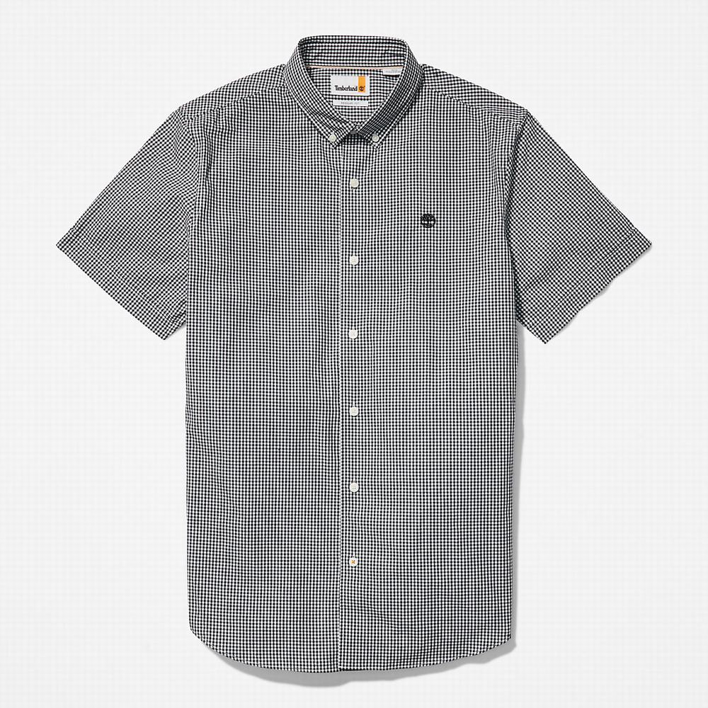 Pánské Košile Timberland Suncook River Krátké-Sleeve Poplin Tmavě Blankyt | TI98152-134