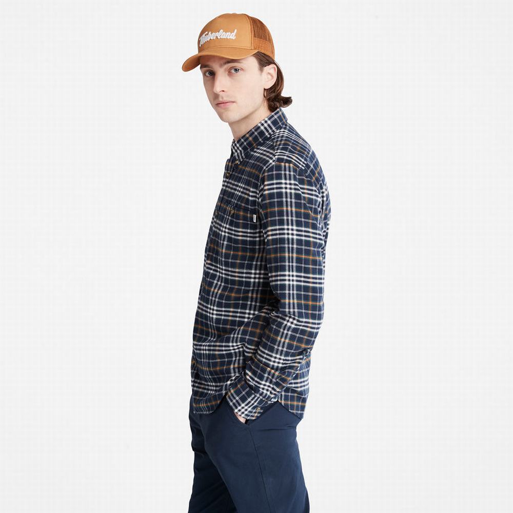 Pánské Košile Timberland Tartan Shirt with SolucellAir™ Technologie Tmavě Blankyt | TI08726-609
