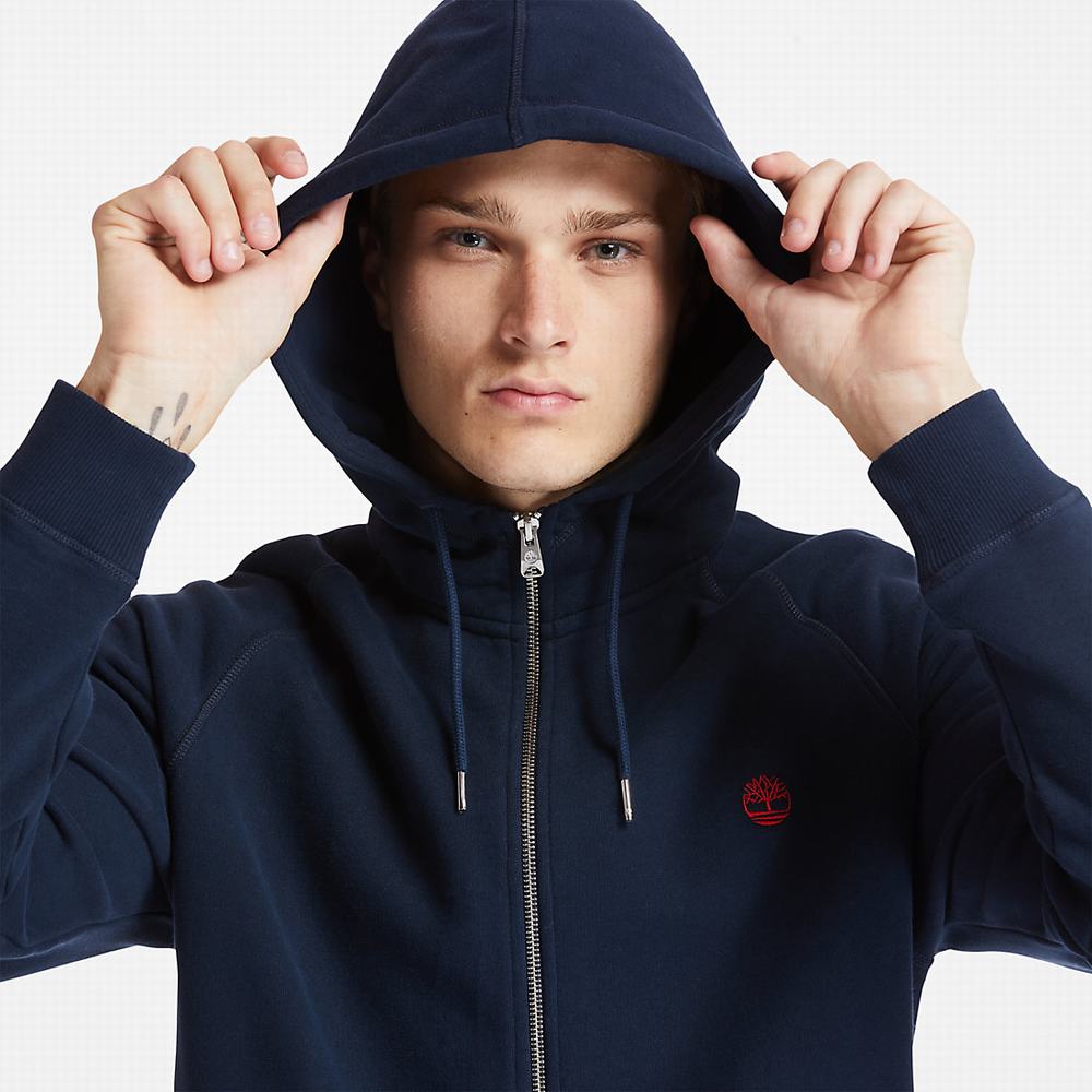 Pánské Mikiny S Kapucí Timberland Exeter River Zip Tmavě Blankyt | TI83760-138