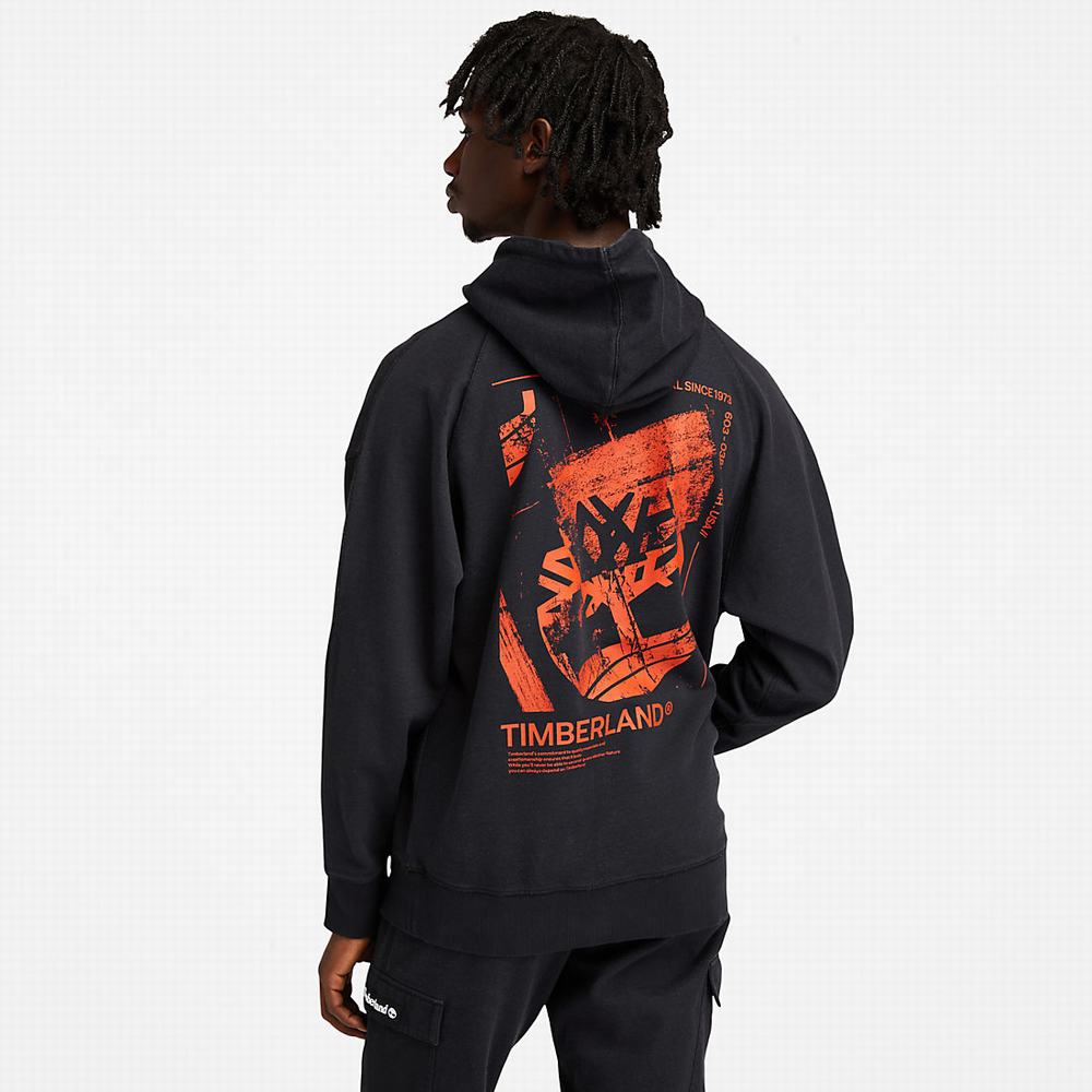 Pánské Mikiny S Kapucí Timberland Garment-Dyed Logo Černé | TI42530-697
