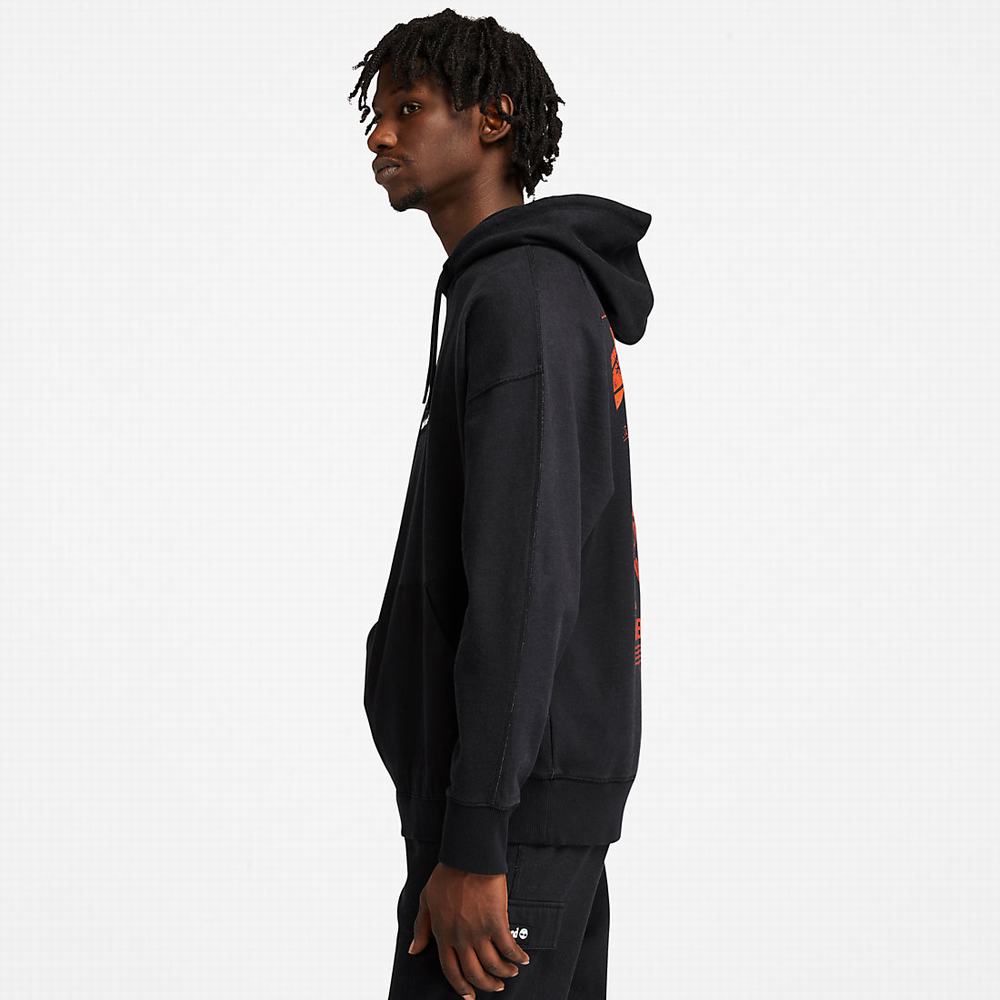Pánské Mikiny S Kapucí Timberland Garment-Dyed Logo Černé | TI42530-697