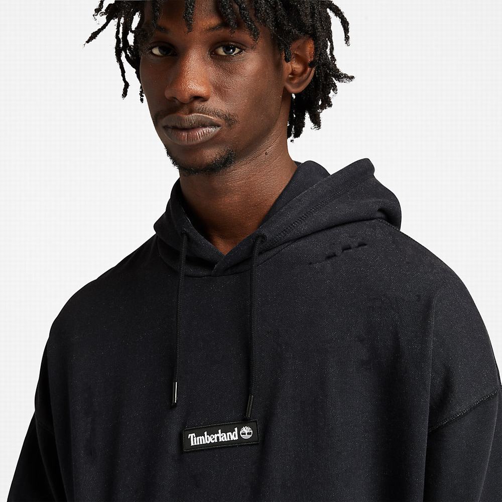 Pánské Mikiny S Kapucí Timberland Garment-Dyed Logo Černé | TI42530-697