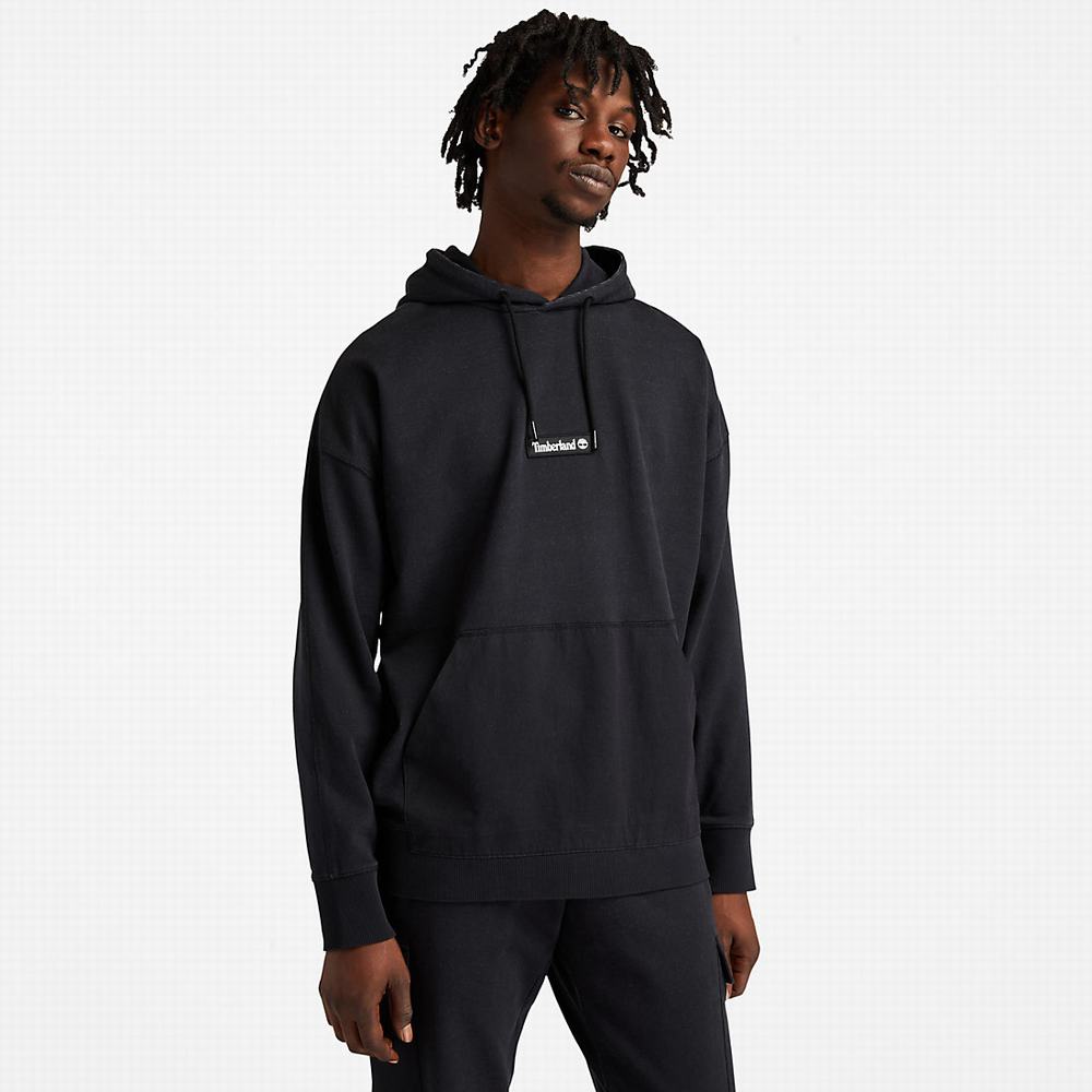 Pánské Mikiny S Kapucí Timberland Garment-Dyed Logo Černé | TI42530-697