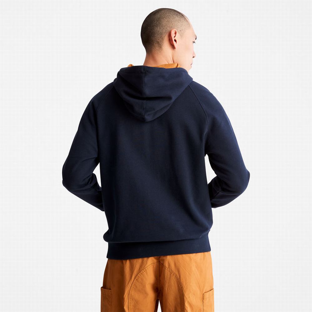 Pánské Mikiny S Kapucí Timberland Heritage Logo Tmavě Blankyt | TI01372-215
