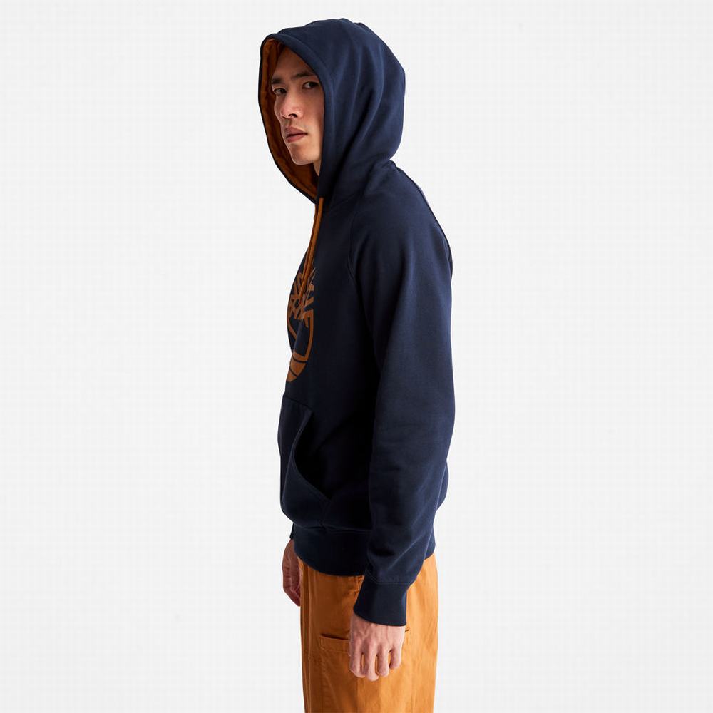Pánské Mikiny S Kapucí Timberland Heritage Logo Tmavě Blankyt | TI01372-215