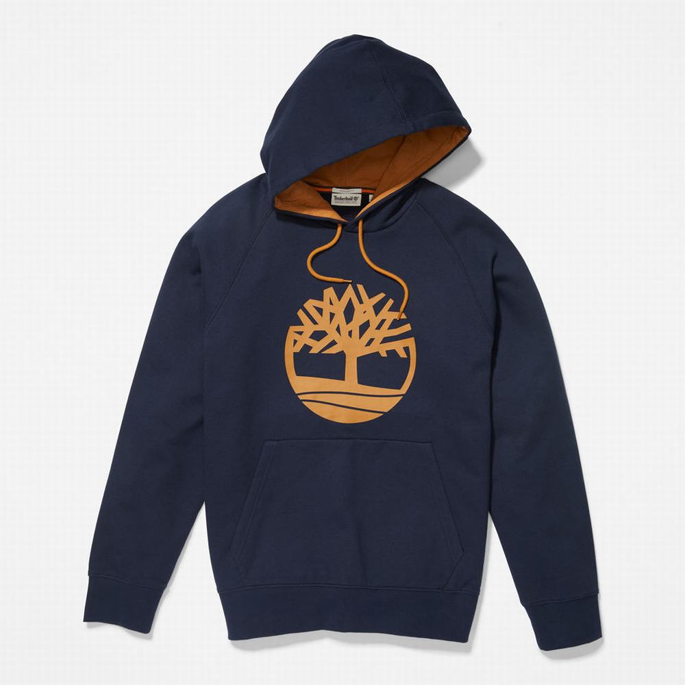 Pánské Mikiny S Kapucí Timberland Heritage Logo Tmavě Blankyt | TI01372-215