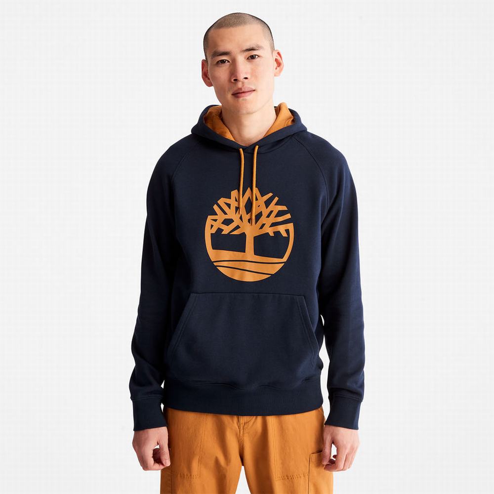 Pánské Mikiny S Kapucí Timberland Heritage Logo Tmavě Blankyt | TI01372-215