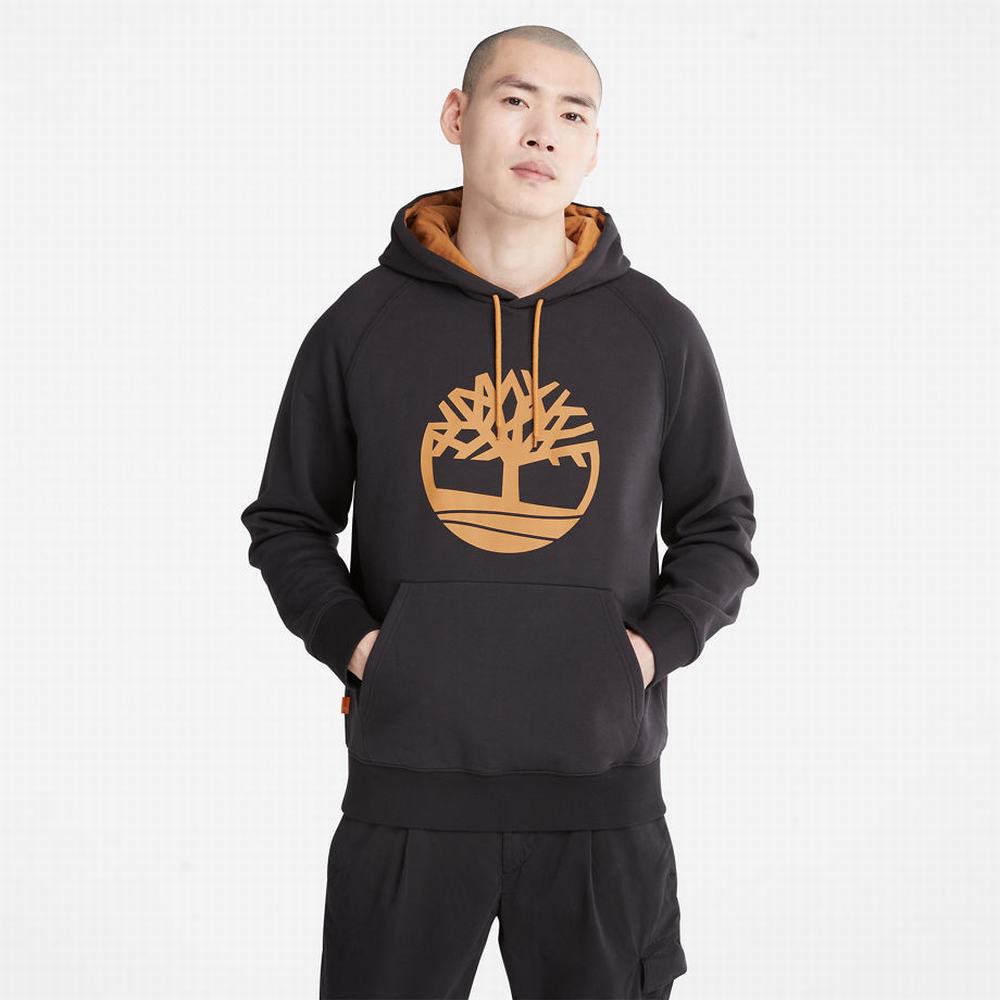 Pánské Mikiny S Kapucí Timberland Heritage Logo Černé | TI74380-390