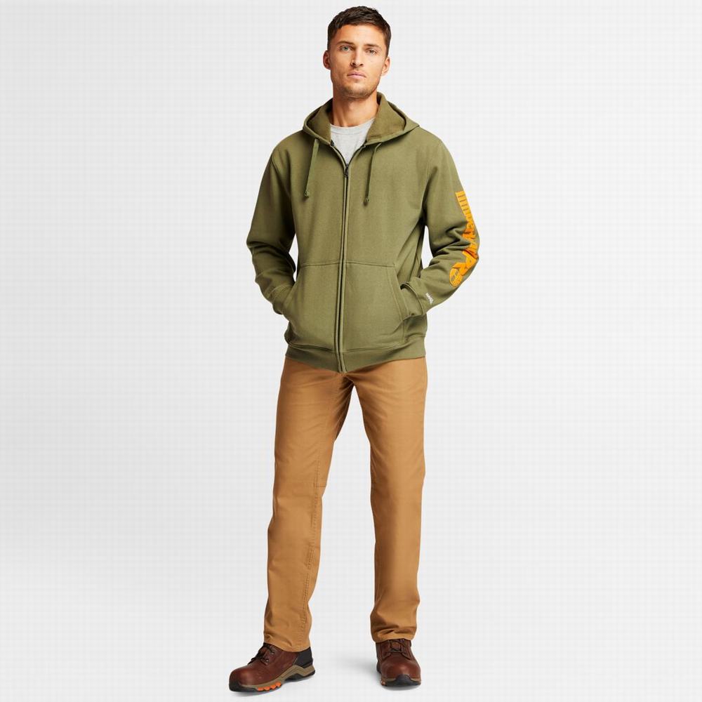 Pánské Mikiny S Kapucí Timberland PRO® Hood Honcho Sport Zip-Front Olivy Zelené | TI50723-351