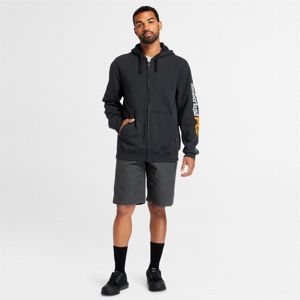 Pánské Mikiny S Kapucí Timberland PRO® Hood Honcho Sport Zip-Front Černé | TI87021-164