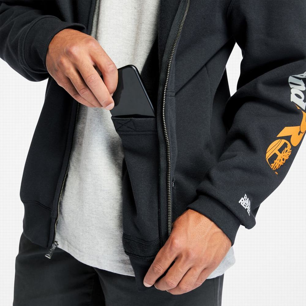 Pánské Mikiny S Kapucí Timberland PRO® Hood Honcho Sport Zip-Front Černé | TI87021-164
