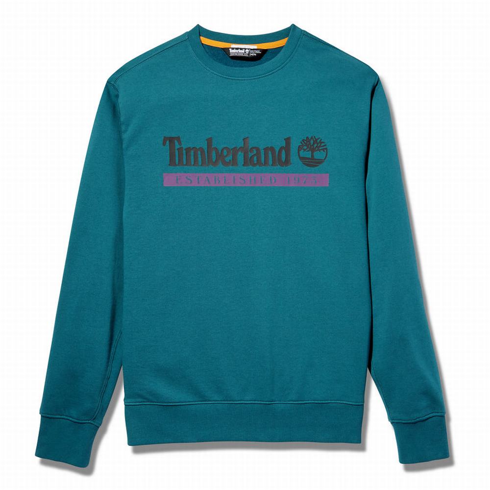 Pánské Mikiny Timberland Established 1973 Crew Tyrkysové | TI23168-591