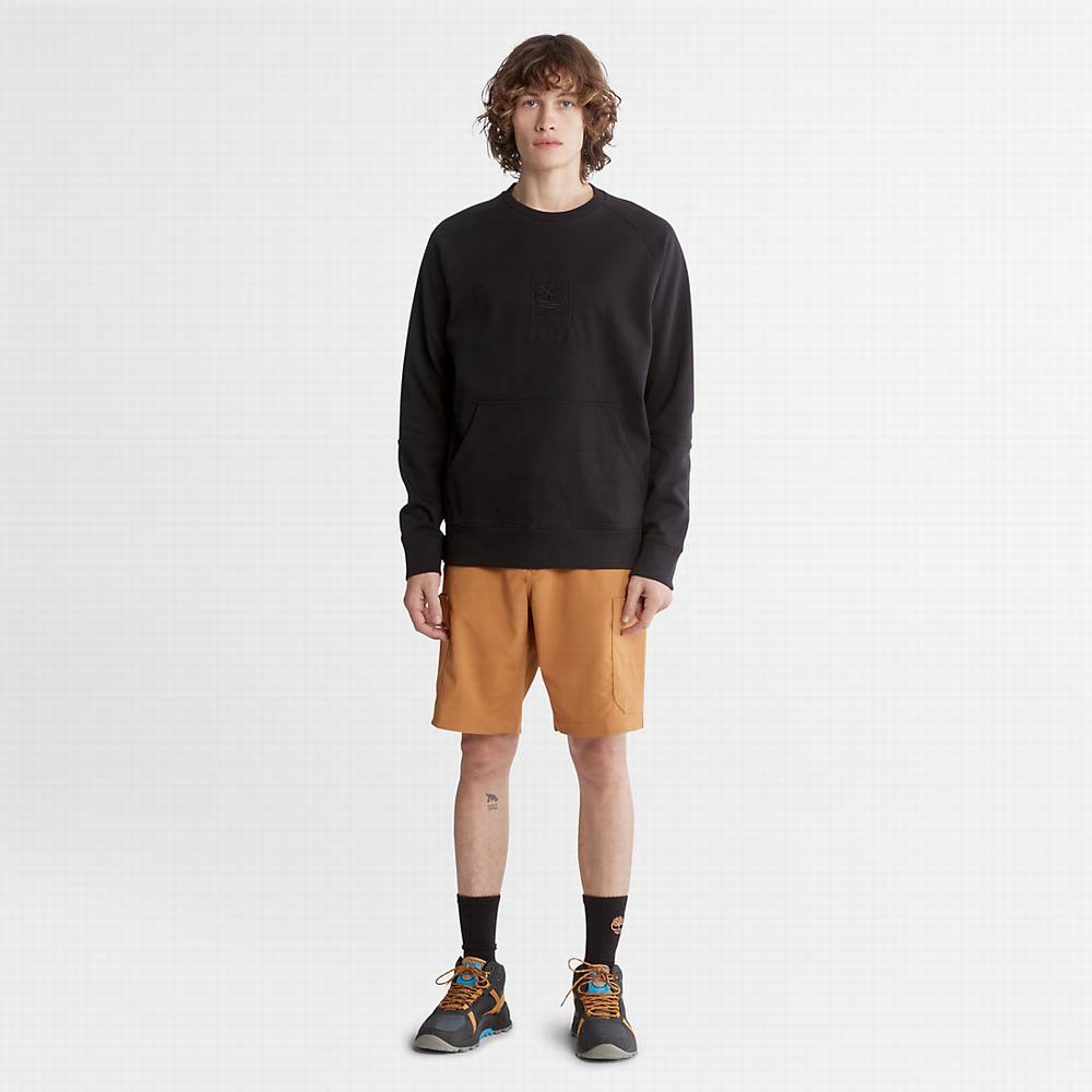 Pánské Mikiny Timberland Heavyweight Crewneck Logo Černé | TI19302-184