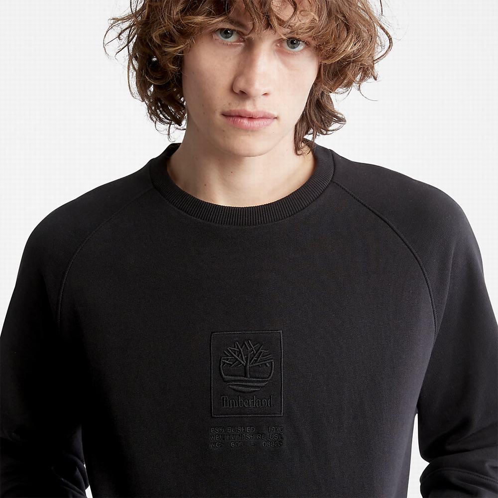 Pánské Mikiny Timberland Heavyweight Crewneck Logo Černé | TI19302-184