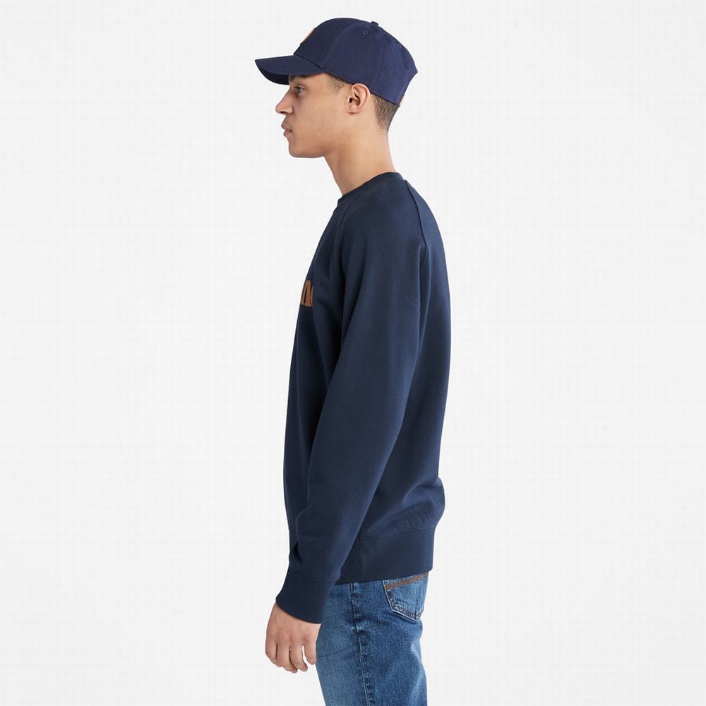 Pánské Mikiny Timberland Heritage Logo Tmavě Blankyt | TI58430-243