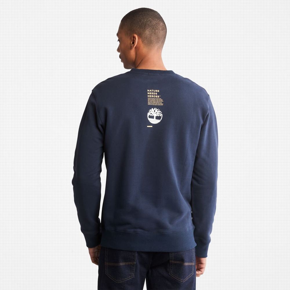Pánské Mikiny Timberland Nature Needs Heroes™ Crewneck Tmavě Blankyt | TI51934-546