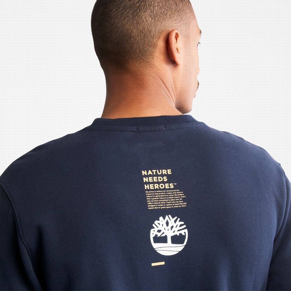 Pánské Mikiny Timberland Nature Needs Heroes™ Crewneck Tmavě Blankyt | TI51934-546
