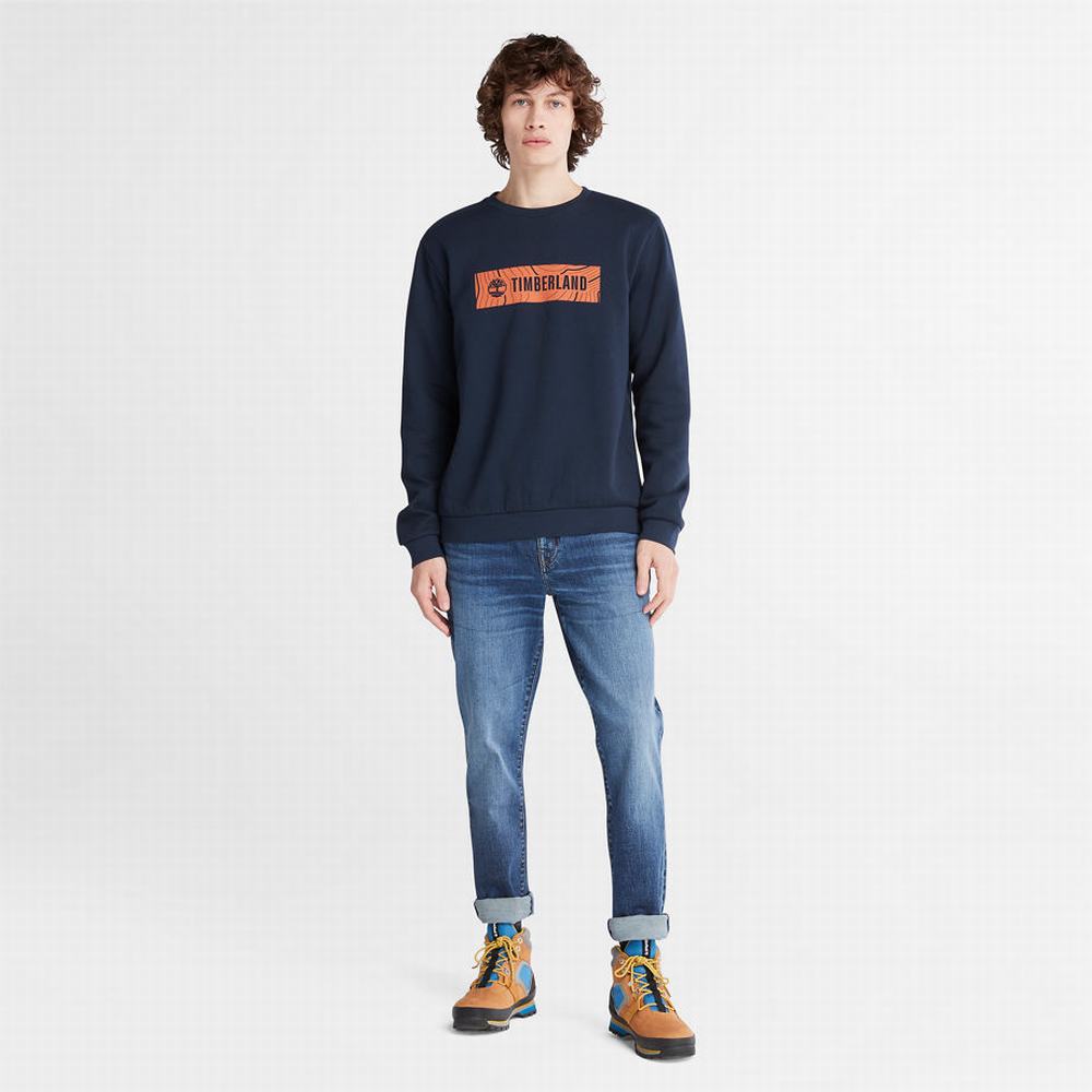 Pánské Mikiny Timberland Oyster River Logo Tmavě Blankyt | TI42079-083