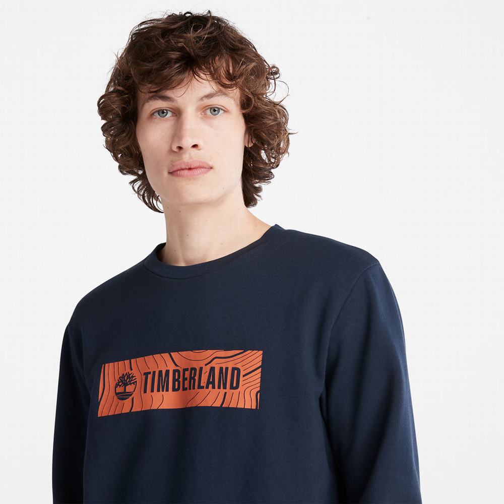 Pánské Mikiny Timberland Oyster River Logo Tmavě Blankyt | TI42079-083