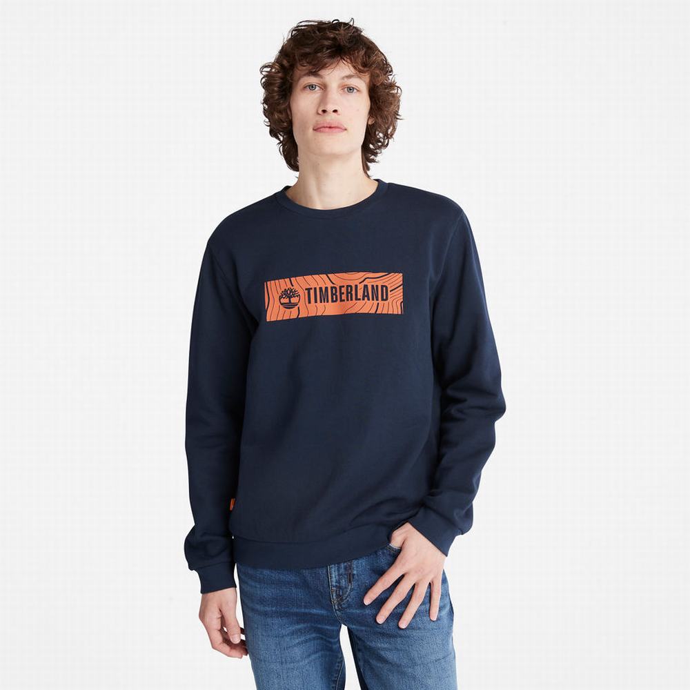 Pánské Mikiny Timberland Oyster River Logo Tmavě Blankyt | TI42079-083