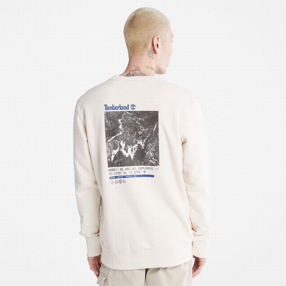 Pánské Mikiny Timberland Photographic Crewneck Bílé | TI83941-274
